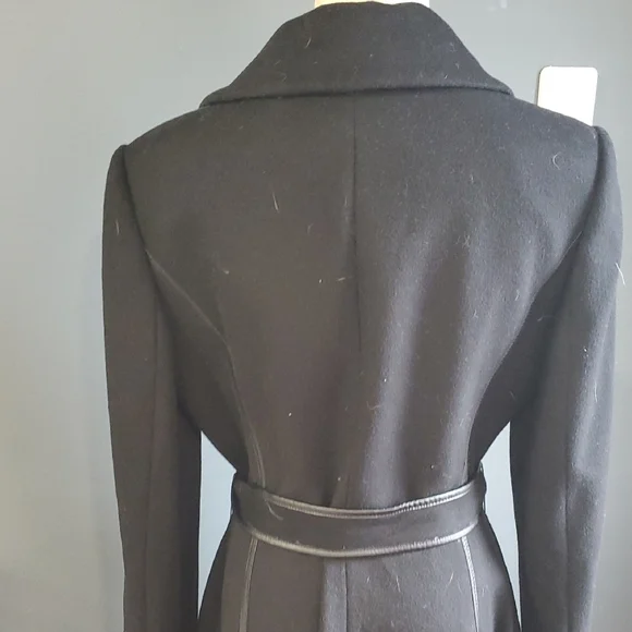 Dawn Levy NY Fergie  Black Fit & flare  Belted Wool  Coat  Sz L - Picture 8 of 17